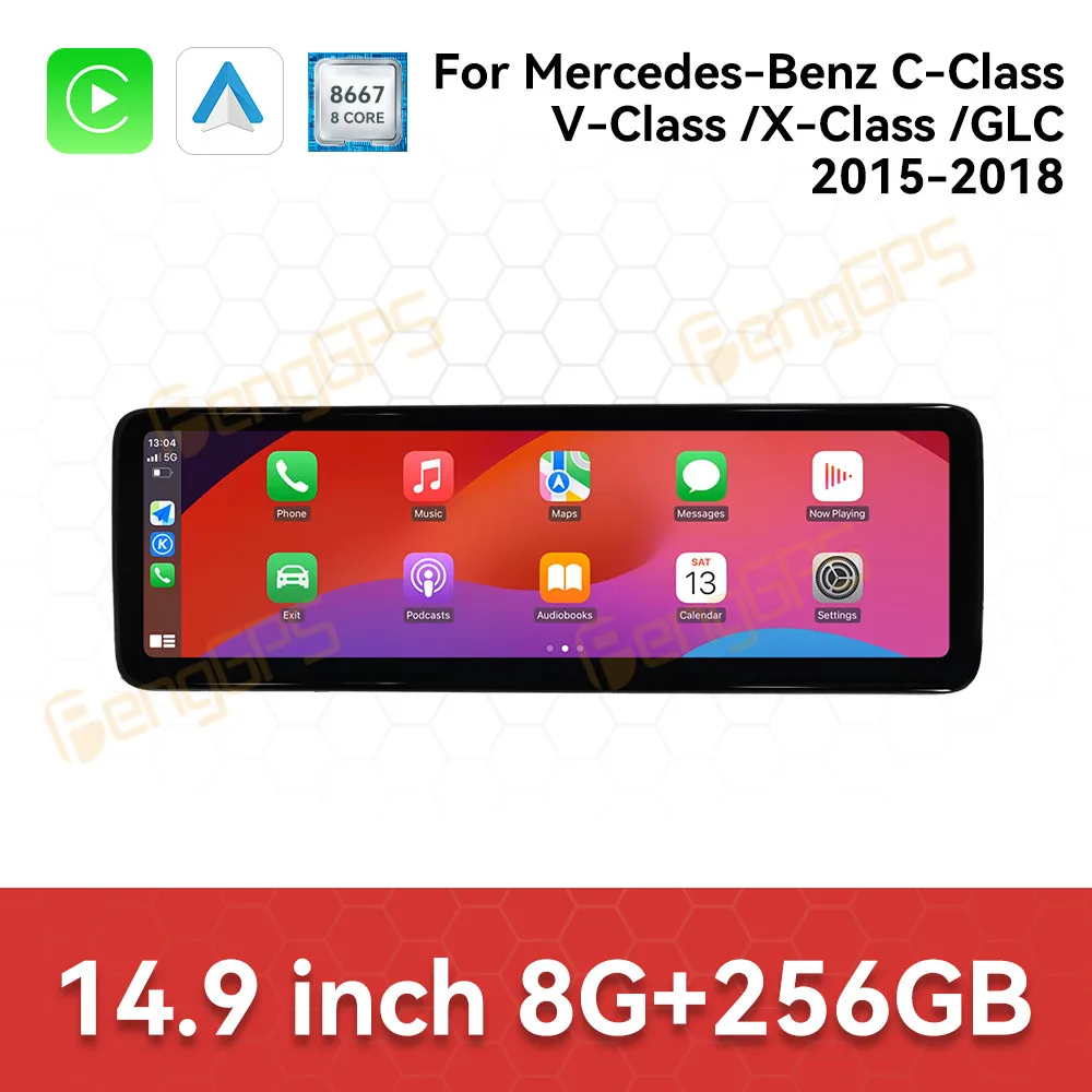 14,9 ''Radio estéreo para coche Android14 para mercedes-benz Clase C V Clase X clase W205 GLC W446 2015-2018 GPS Navi unidad principal Multimedia