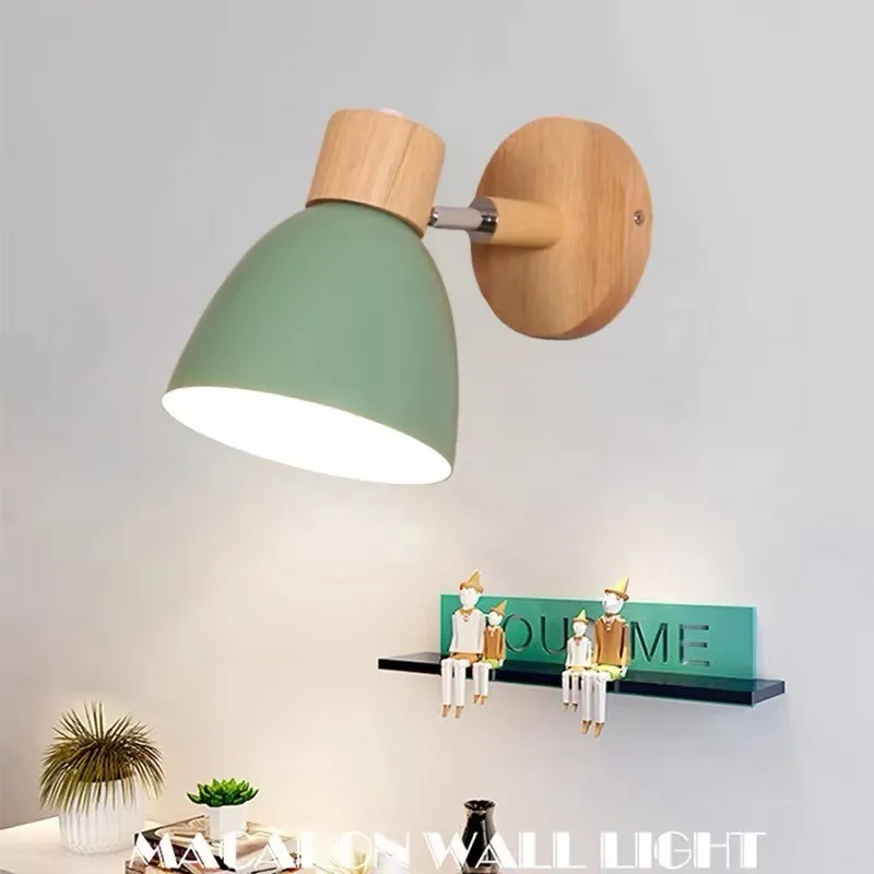 Simple Macaron Personality Wall Lamp Nordic Bedroom Bedside Room Decor Rental Aisle Entrance Wall Mounted LED Lighting