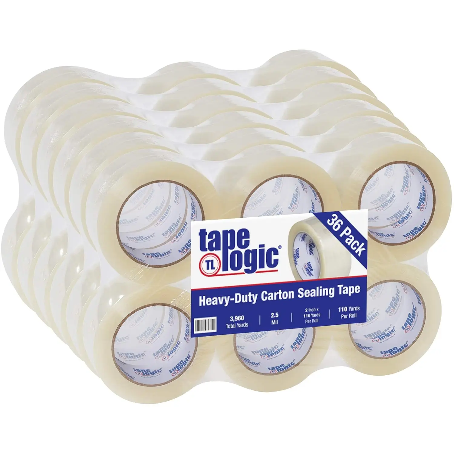 

2 Inch x 110 Yard 2.5 Mil Clear, Heavy Duty Hot Melt Packing Tape, 36 Pack, Perfect for Packing, Shipping, Moving, Home