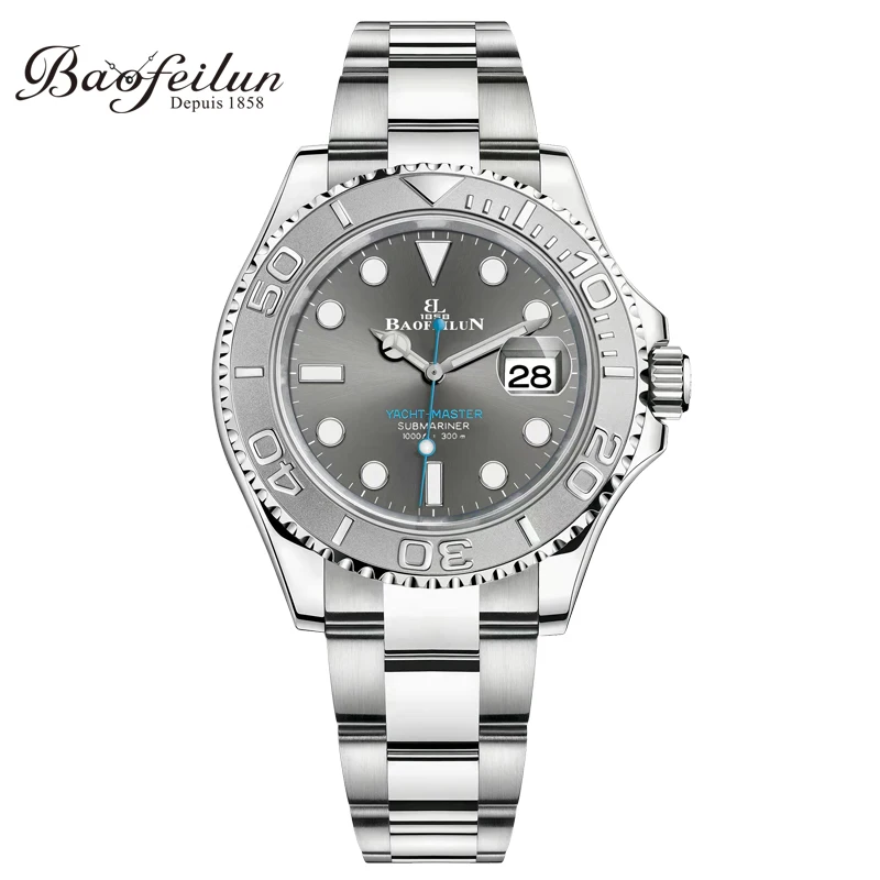 BAOFEILUN Watches For Men Automatic Mechenical Watch C3 Luminous Aluminum Ring Sappire Crystal 300M Waterproof Diving Watch