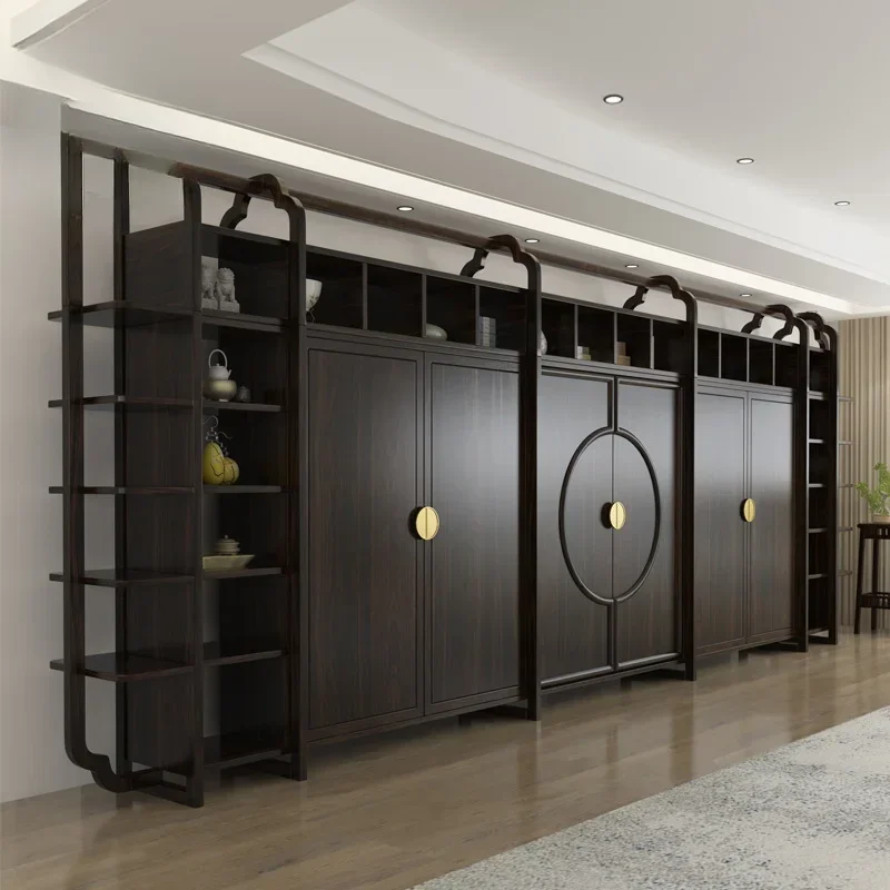 Modern high-end solid wood combination bookcase Large conference room Office lattice