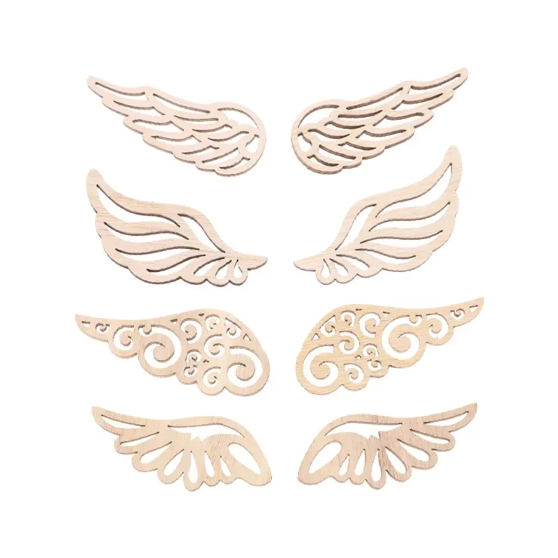 

10PCS Wood Slices Angel Wings Cutouts Craft DIY Ornaments for Birthday Christams Crafts Accessories