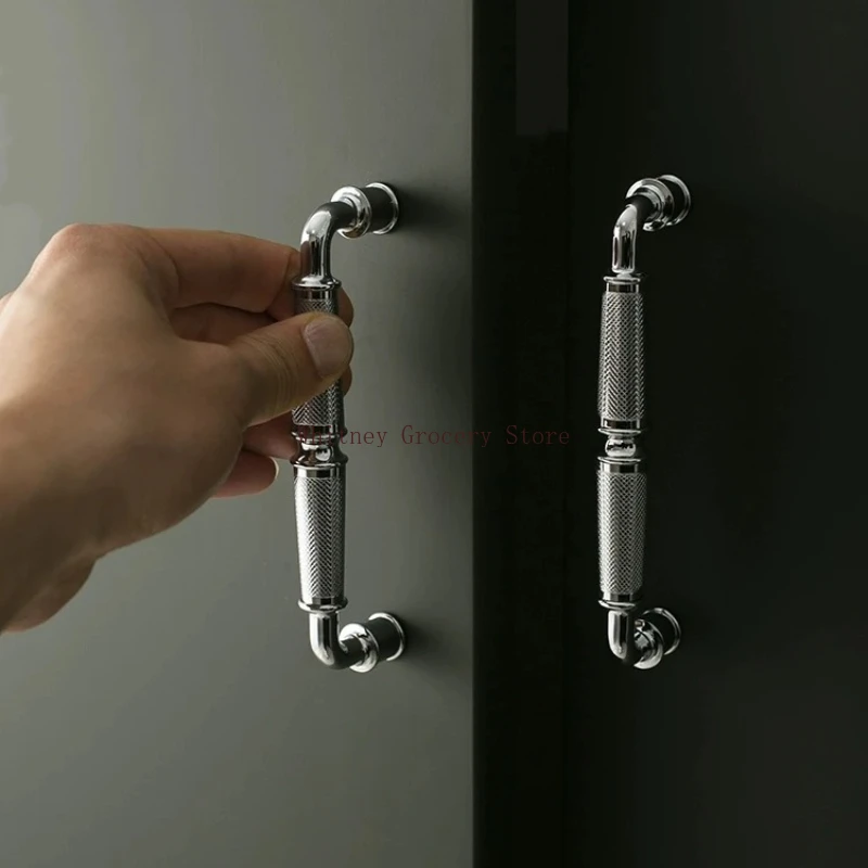 Silver Knurled/Textured Thickened Kitchen Cabinet Knobs And Furniture Drawers Bedroom Brass T Bar Wardrobe Handle Hardware Knobs