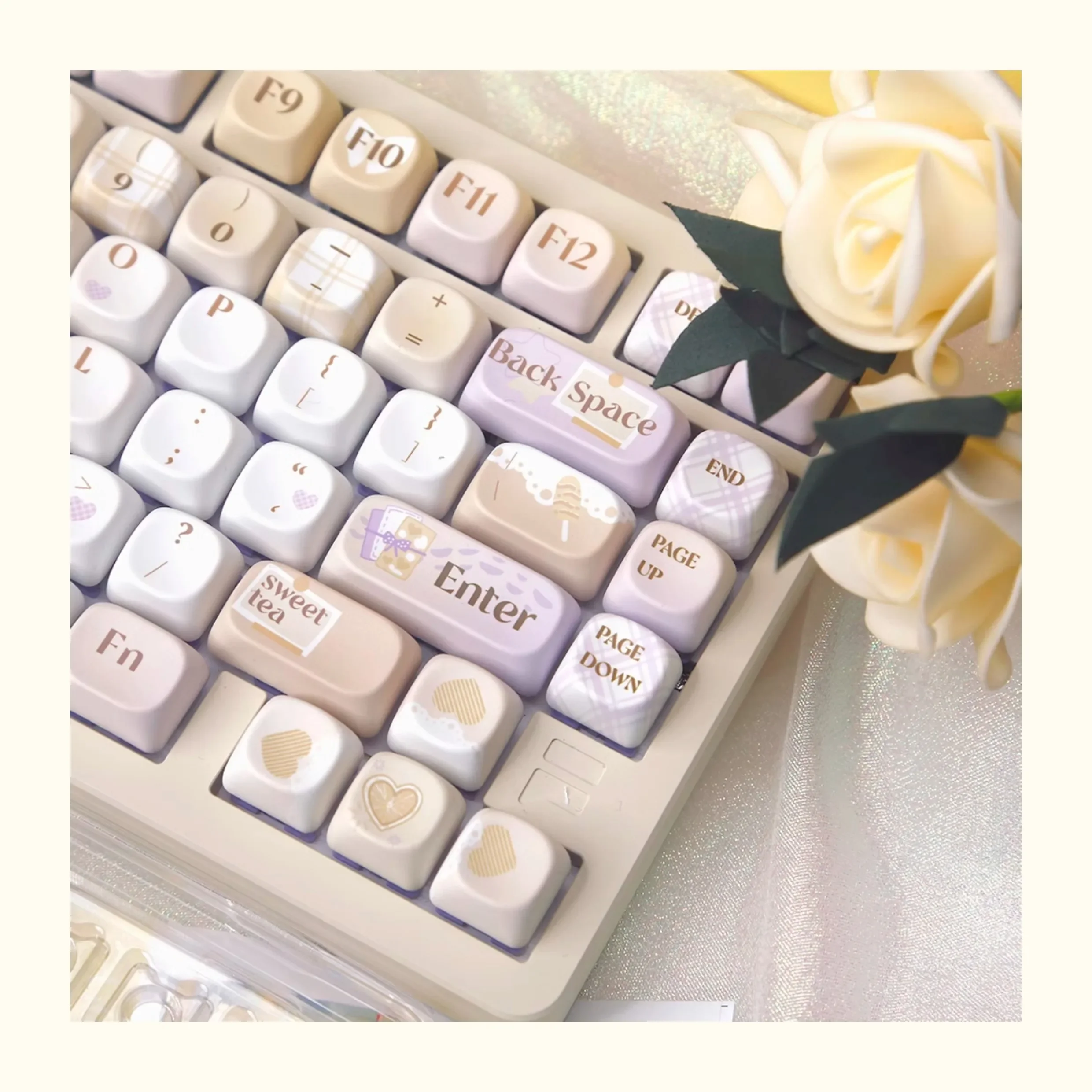 MOA height keycap PBT round cute milk yellow with split space mechanical keyboard adaptation