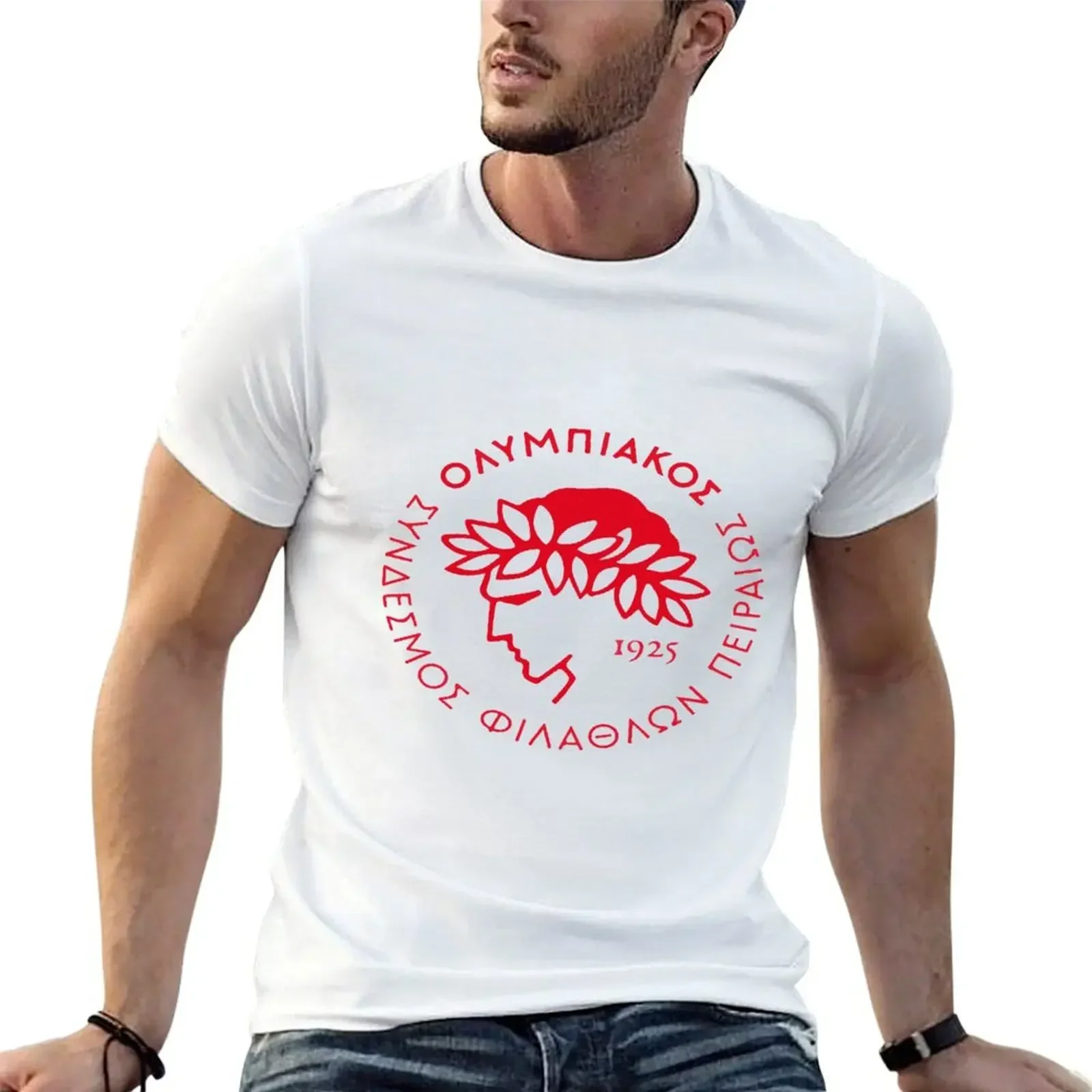 Olympiakos T-Shirt customs design your own blacks sports fans custom t shirt mens t shirts pack