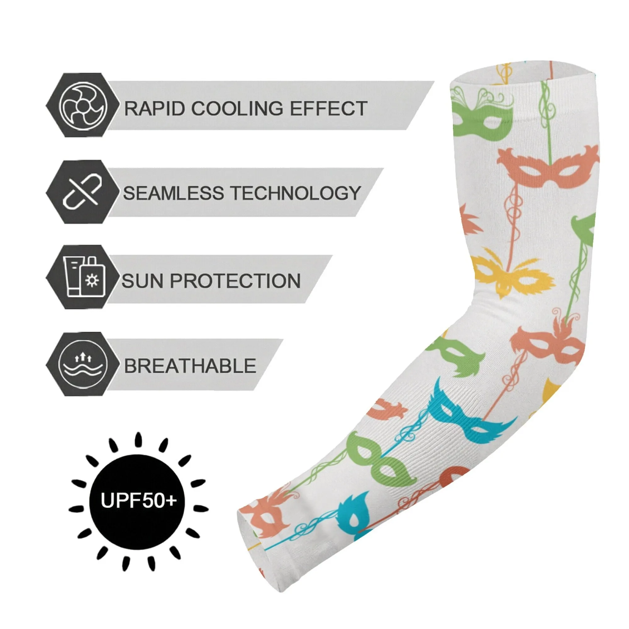 Color Mask Printing Sunscreen Arm Sleeves Outdoor Sports Non-slip Comfortable Breathable Ice Sleeves Daily Travel Sleeves Unisex