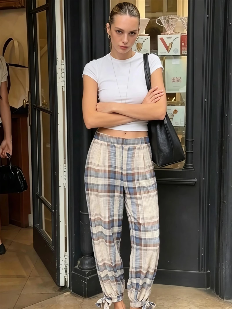 Guobioziy Women's Mesh Bow Straight-Leg Pants 2026 Summer＆Autumn NewEuropean＆American Casual Commuter Fashion Straight-Leg Pants
