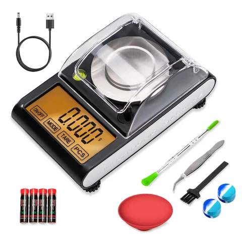밀리그램 저울 50g / 0.001g, 50g 교정 분동으로 저울 재로드, LCD 디스플레이 포함 고정밀 보석 저울