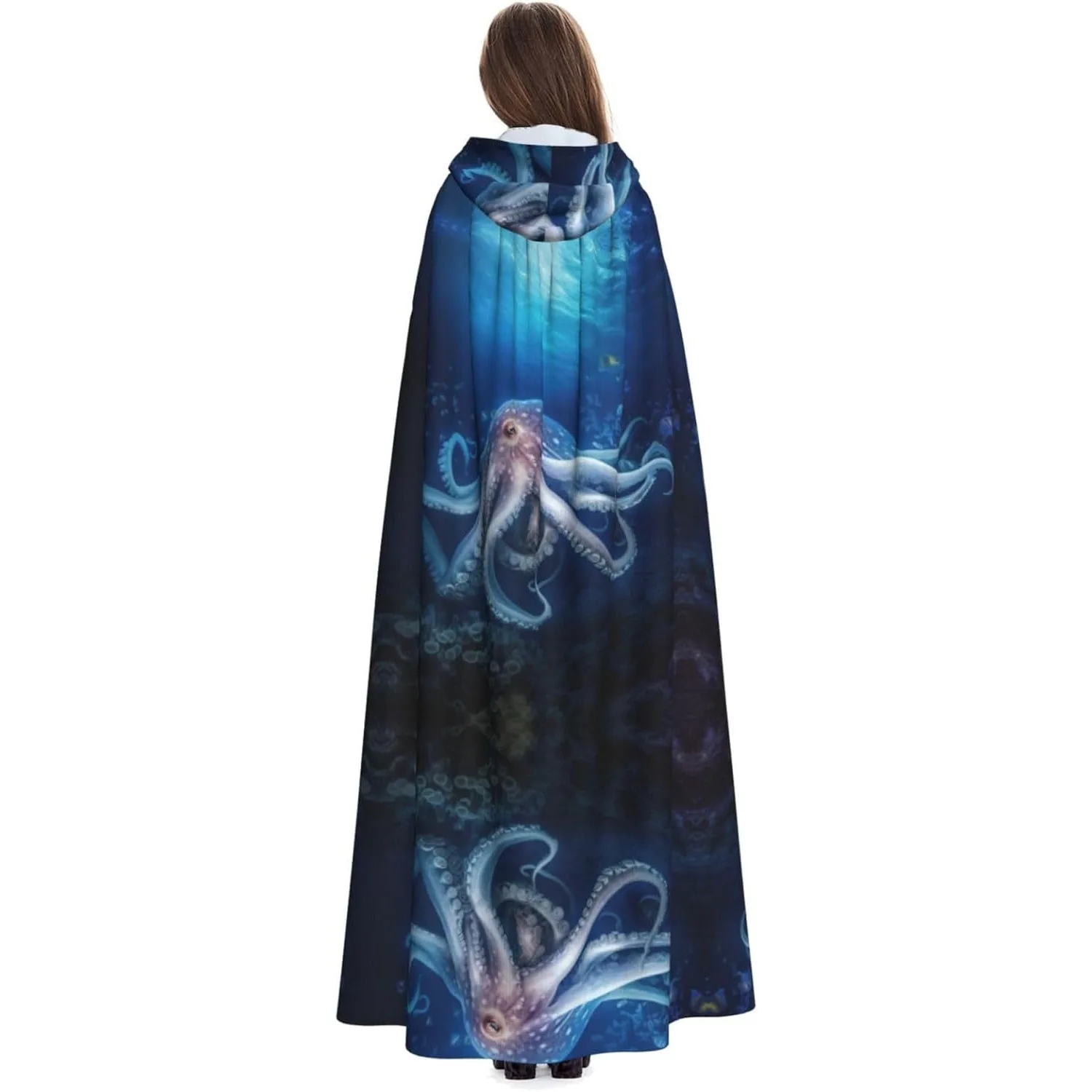 

octopus Print Adults Hooded Cloak With Halloween Christmas Witch Cape Robe Costume Party Supplies Cope