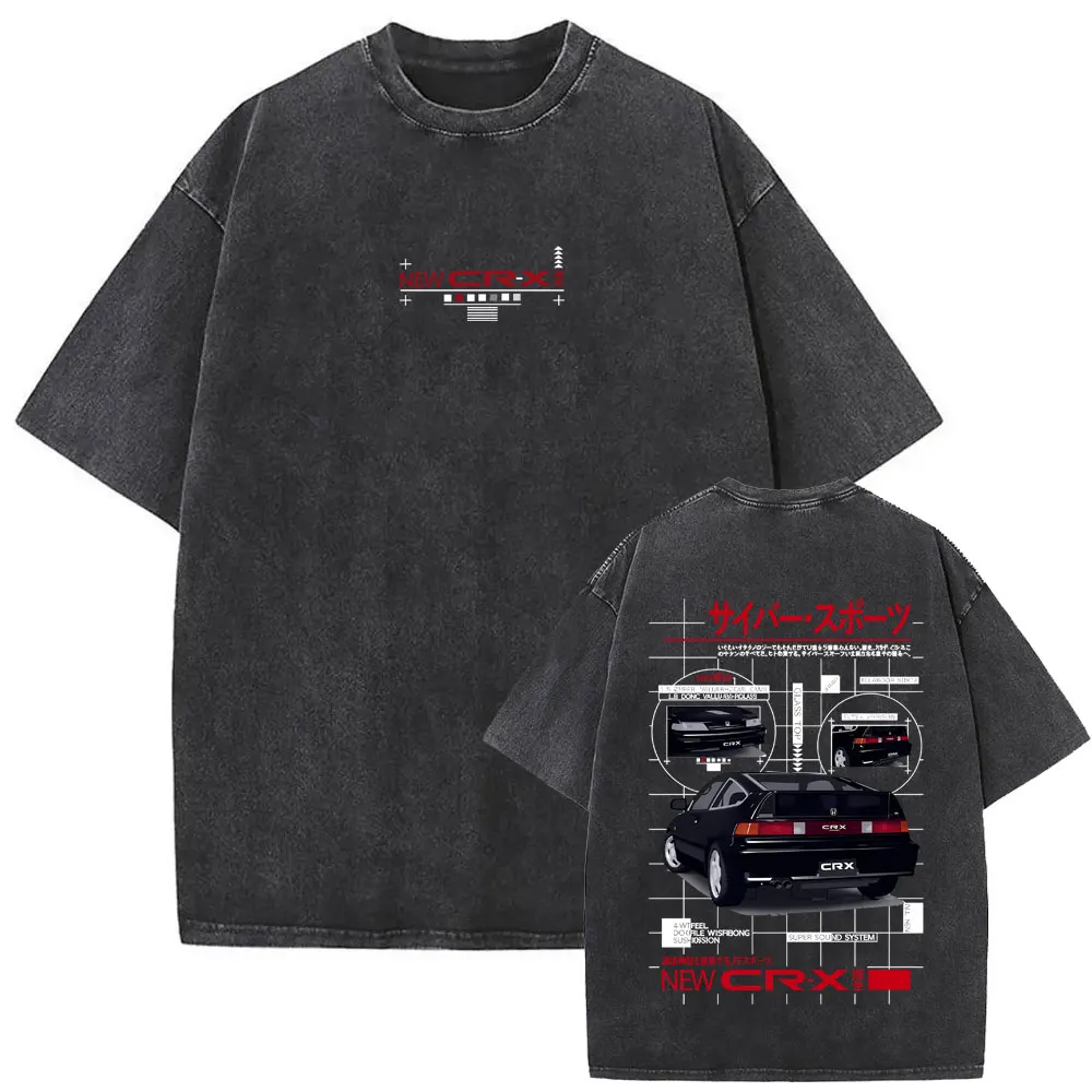 Anime Initial D AE86 Fujiwara Takumi Vintage Washed T-shirt Men Women Cartoon Manga Casual T-shirts Male Retro Oversized T Shirt