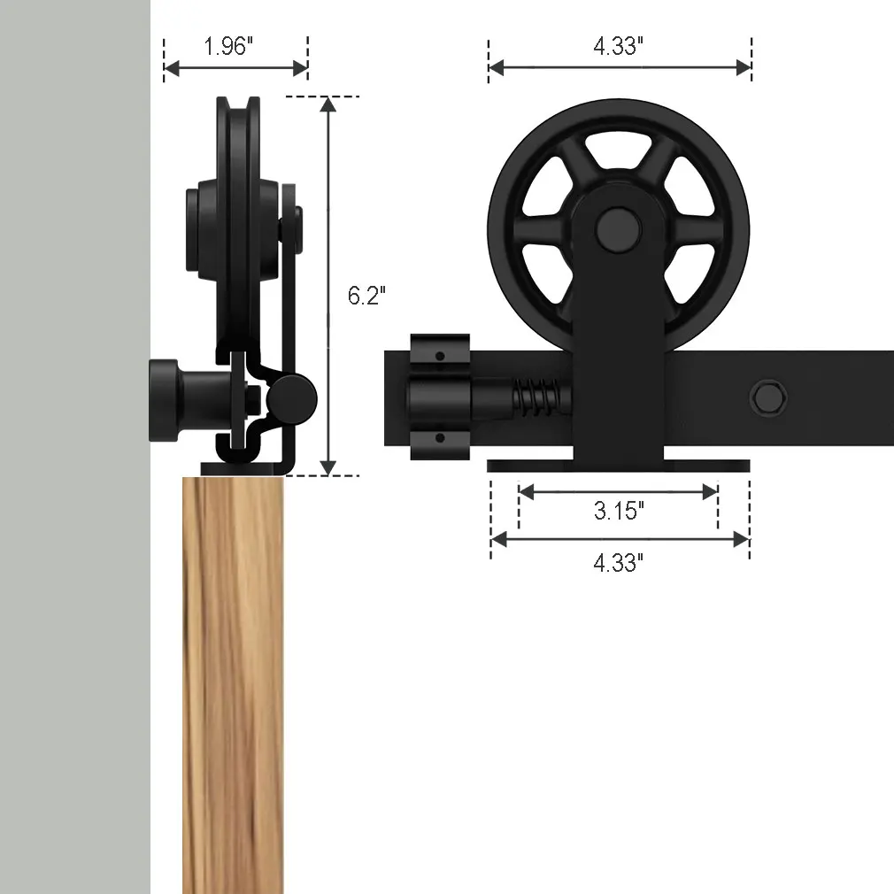 TSMST Sliding Door Rollers Only 1 Pair Rollers for Single Wooden Door NO Rail Various Styles Middle Wheel Easy to Install