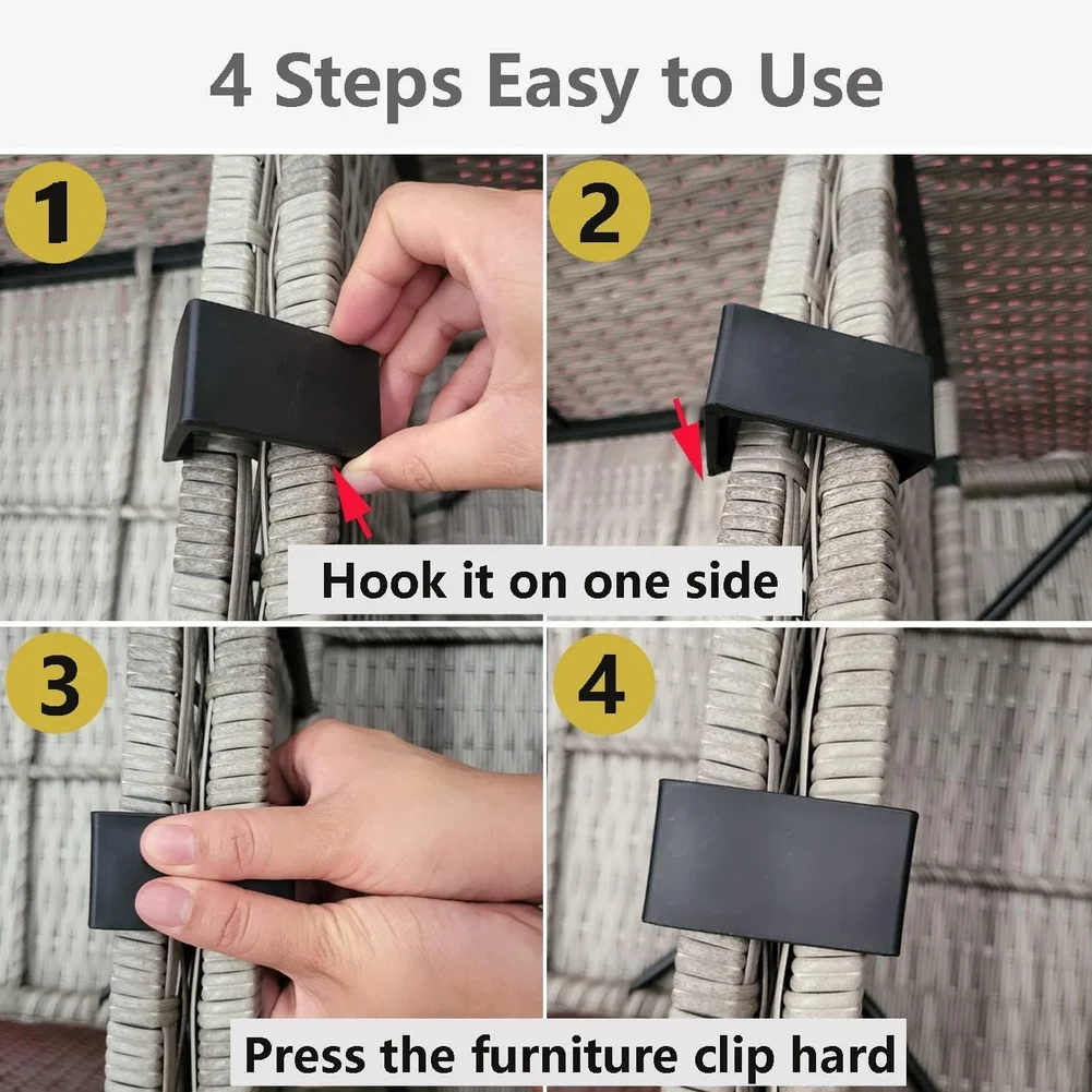 10pcs Plastic Connecting Buckles For Wicker Patio Furniture Sections Square Round Tube, Furniture Fixing Buckle