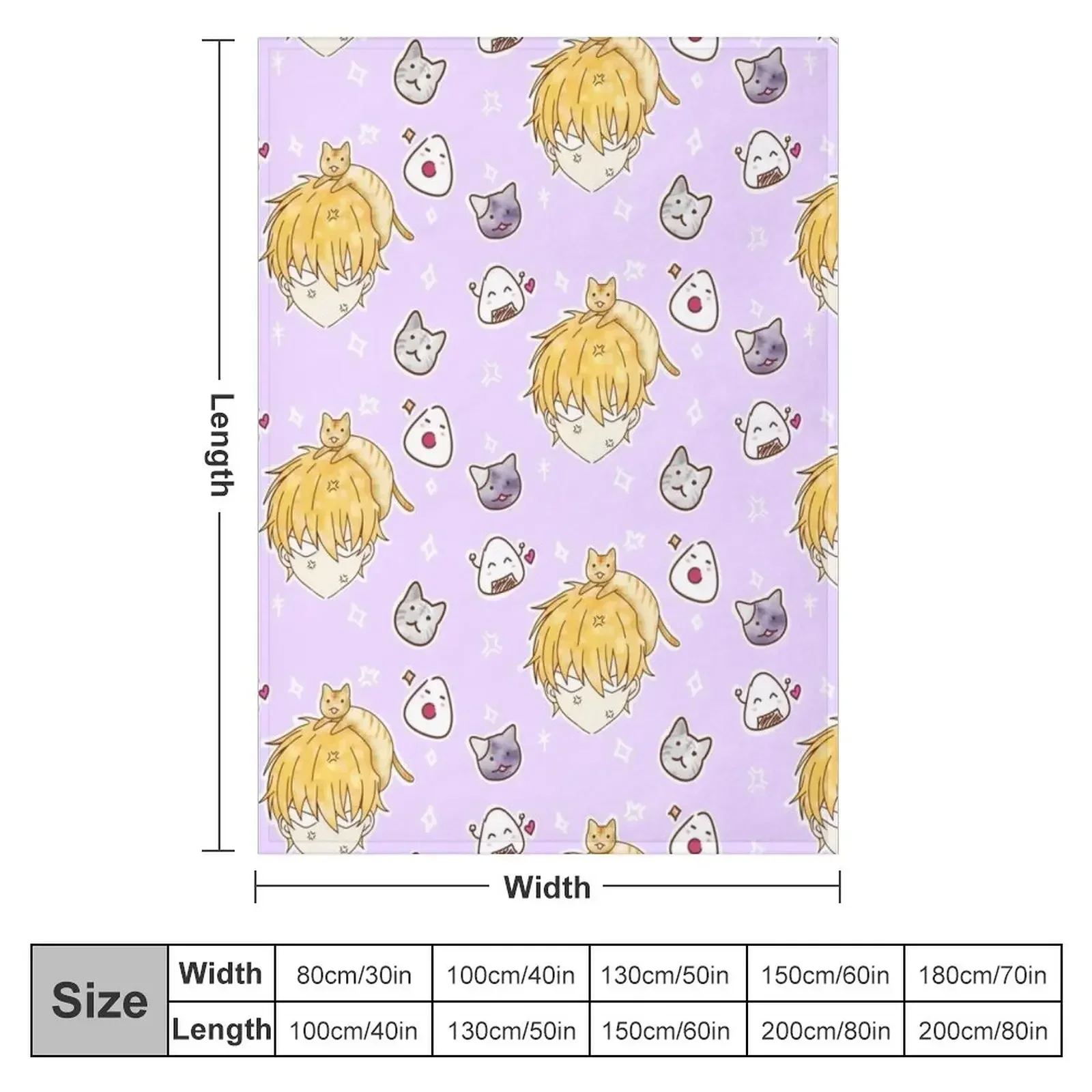 Kawaii chibi Kyo with happy little neko and onigiri Throw Blanket Luxury Designer Softest Winter beds Soft Blankets