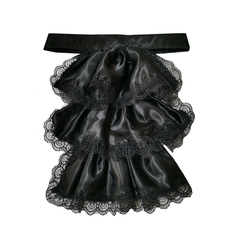 Viktorianisches Kolonial-Jabot-Set mit Rüschen aus Satin, Kragen und falschen Manschetten für Erwachsene und Kinder, Unisex, Halloween-Party-Kostümzubehör – Detail 9