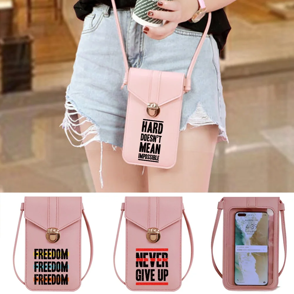 

Mobile Phone Bag Fashion Shoulder Touch Screen Phone Bag Word Pattern Printing Series Leather Women Crossbody Bags