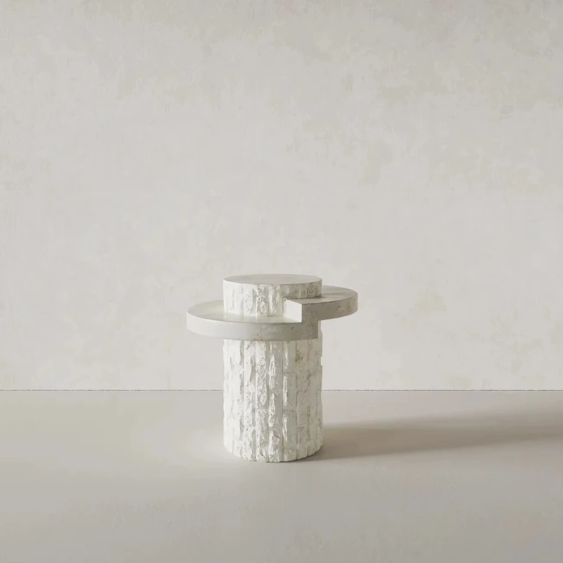 

The latest step design coffee table hand-carved round stone edge unique marble side table