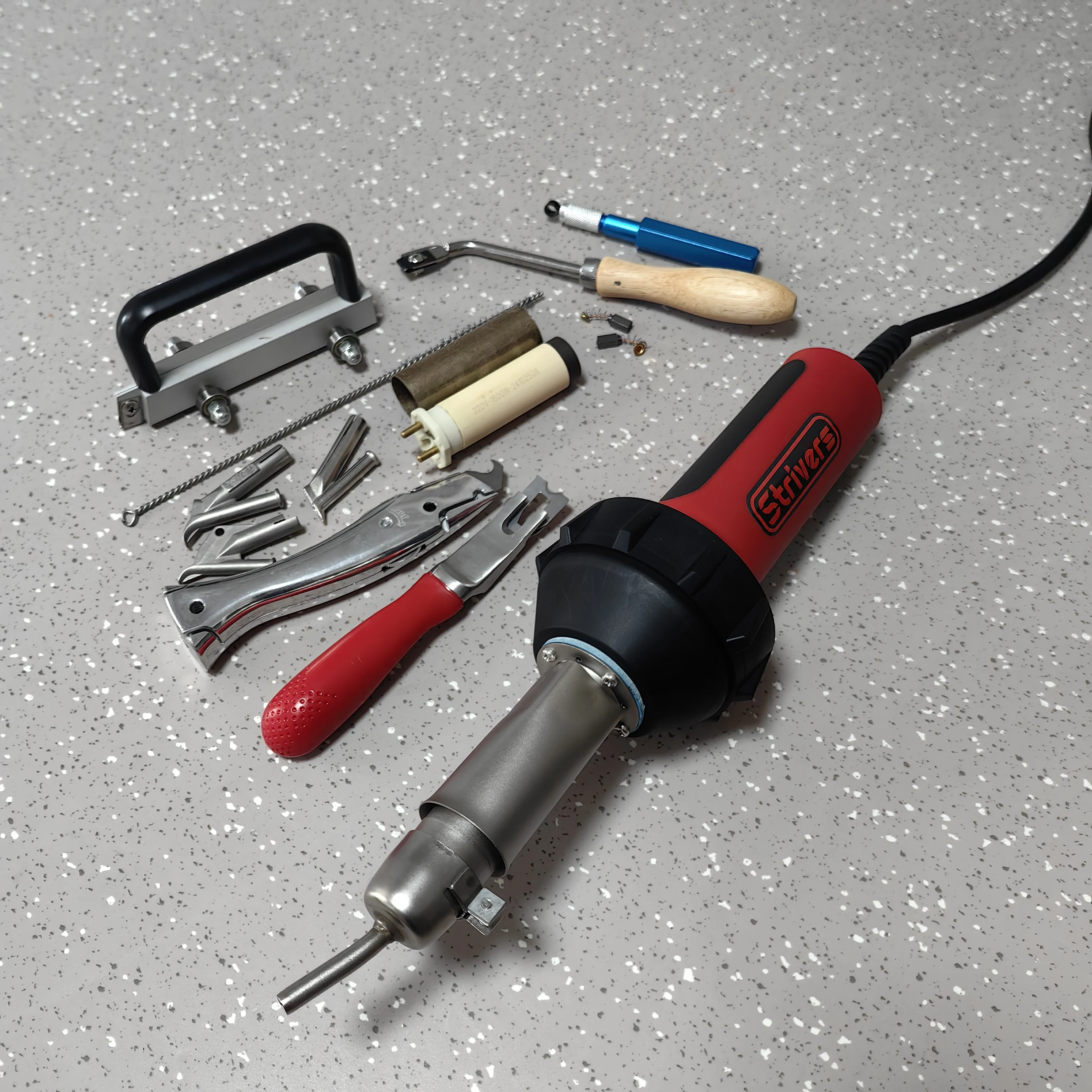 

AC220V 1600W Plastic Welding Gun Machine Electric Hot Air Gun Plastic Welding Torch + Heating Element + Flat Nozzle Accessories