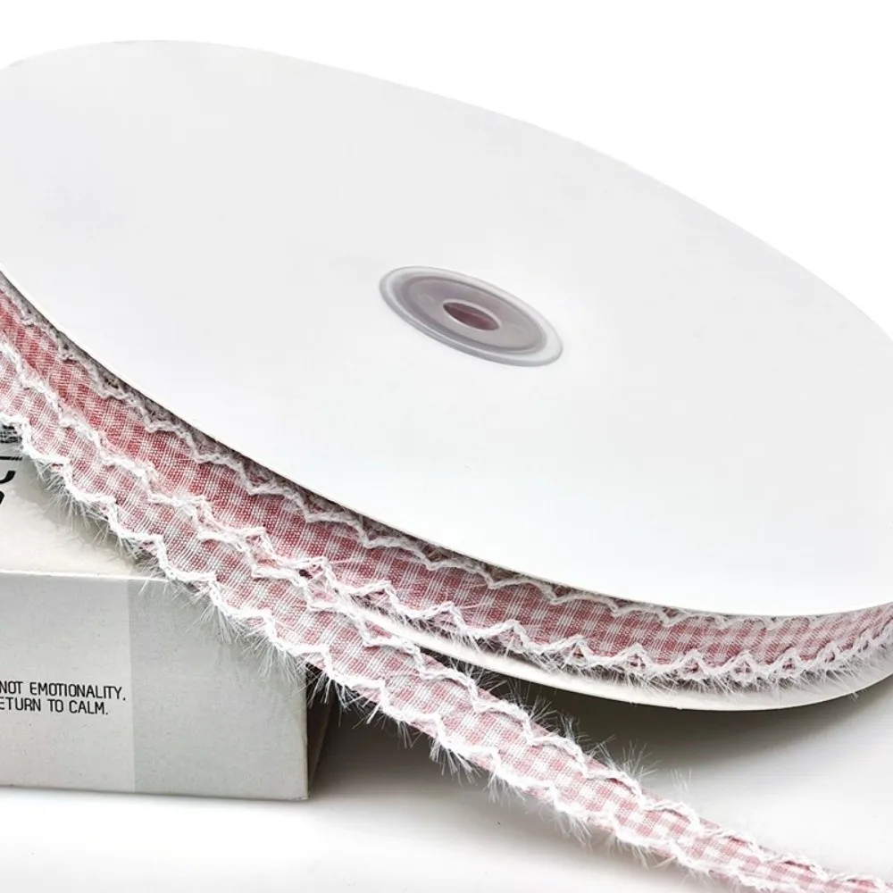 1cm Width Gingham Plaid Ribbon Frayed Edge Wavy Edge Checkered Ribbon 2.5cm Width Checkered Pattern Fabric Binding Tape