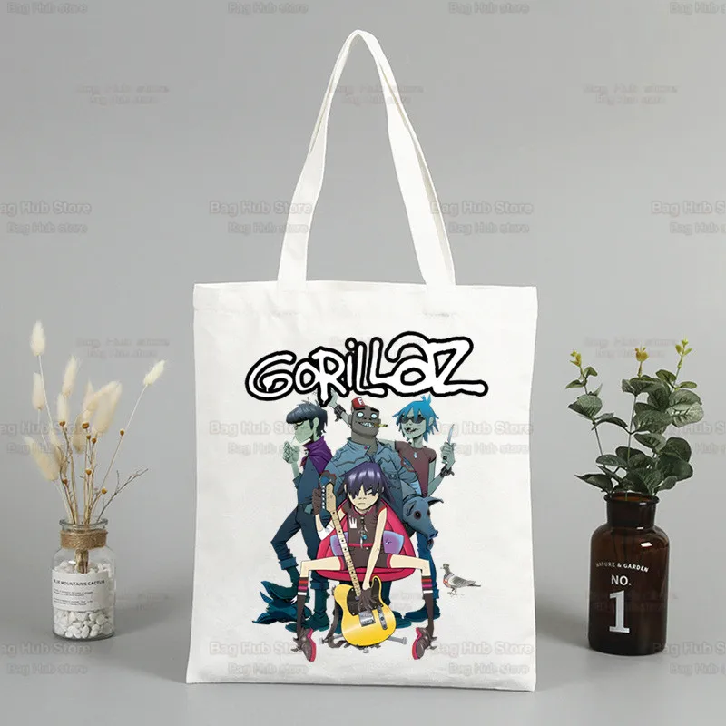 Gorillaz tas kanvas bahu kartun ROCK PUNK tas tangan kapasitas besar tas belanja wanita tas Harajuku kampus Mi chakra Akhan