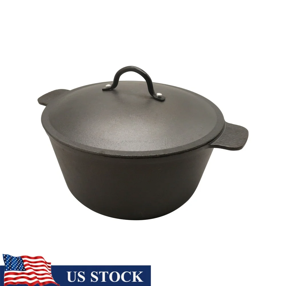 

Легкая чугунная голландская духовка 5,2 QT с предварительно приправленным сотовым дном, универсальная индукционная печь для приготовления пищи в помещении и на открытом воздухе, не содержит BPA