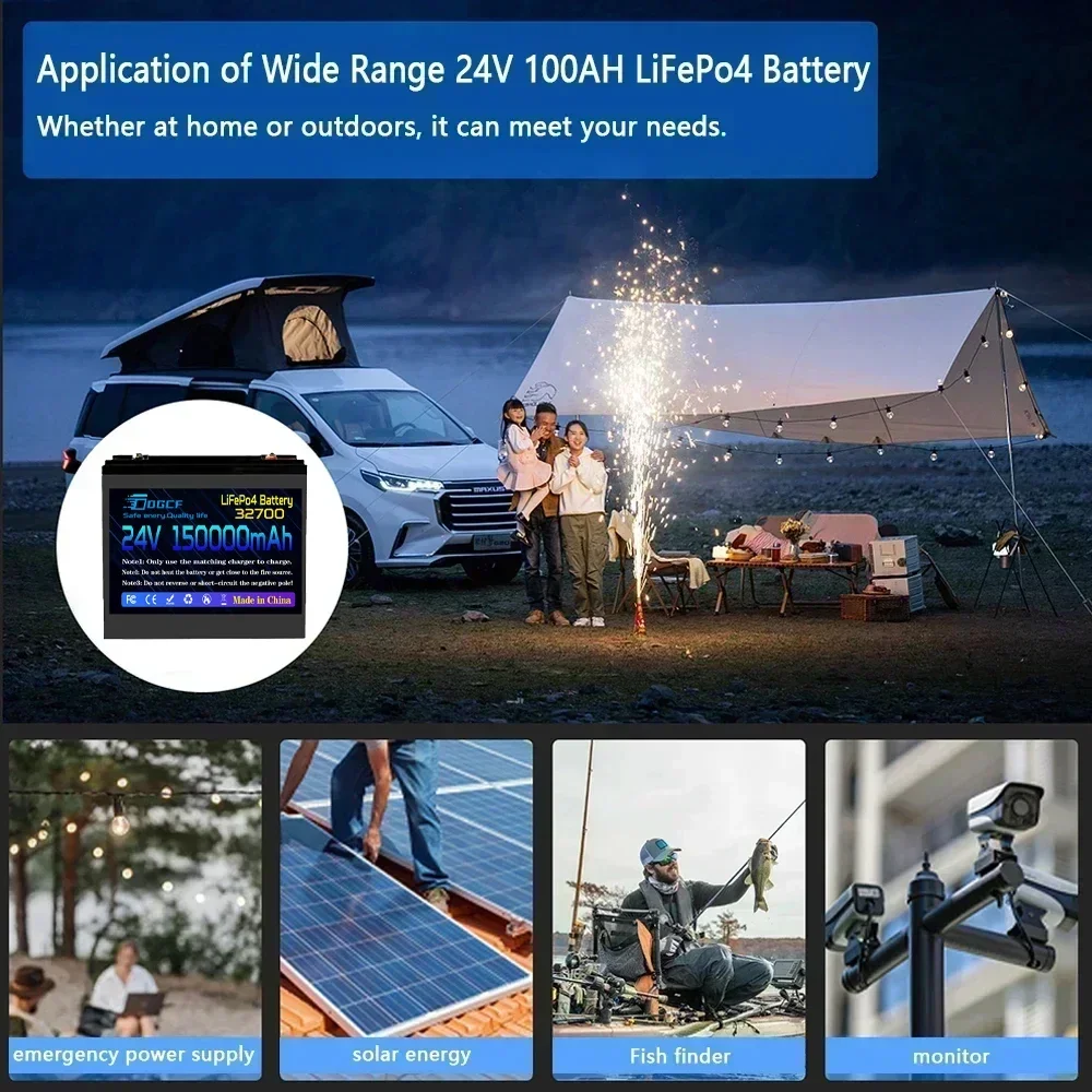 New LiFePo4 24V 150Ah lithium iron phosphate battery Built-in 200A BMS,for Solar Marine Overland Off-Grid LiFePo4 Battery🔥