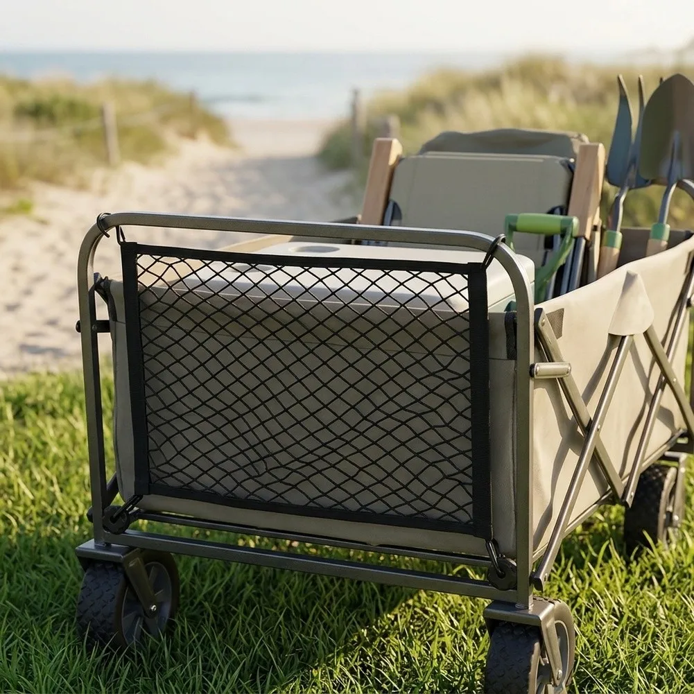 Cargo Net for Collapsible Wagon Beach Cart Garden Cart with Nylon Material and Four Hook Installation System Cargo