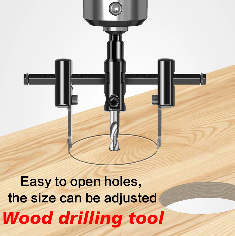 

Регулируемый круглый резак из легированной стали, сверло по дереву, пила, круглое режущее лезвие, тип самолета, отверстие для инструмента «сделай сам», открытие отверстия для увеличения