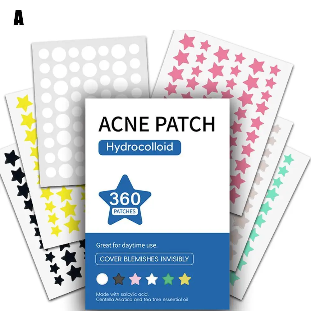 360pcs Mixed Shapes Colored Invisible Acne Removal Spots Marks Concealer Repair Hydrocolloid Patches For Pimples