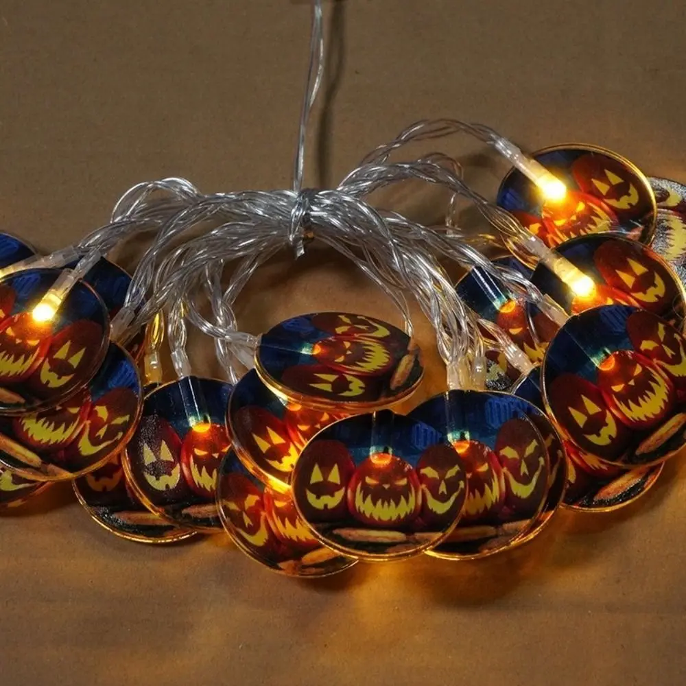 Solar Powered Halloween String Lights Luminous Skull Pumpkin Bat LED Lights String Portable Halloween Party Lights