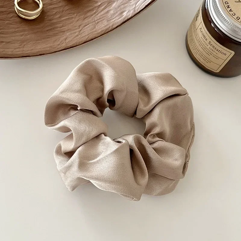 Vintage Zijde Haar Scrunchies Elastische Haarbanden Effen Kleur Vrouwen Meisjes Hoofddeksels Paardenstaart Stropdassen Touw Haar Accessoires