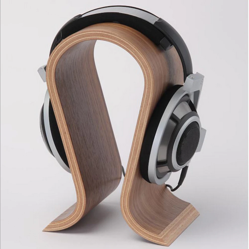 U Shape Headest Hanger Holder Contemporary Style Wooden Desk Display Hanger Headset Desk Display Shelf Rack Hanger Stand Bracket
