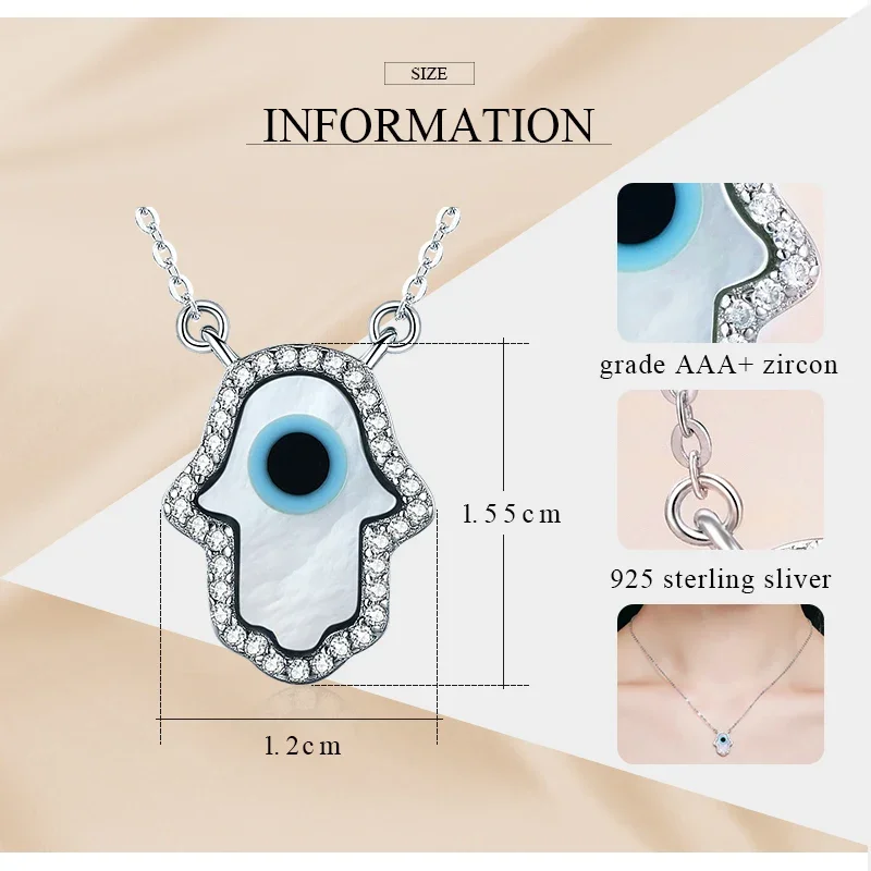 TONGZHE Luxury Synthetic Opal Hamsa Hand Pendant Necklace Sterling Silver 925 Jewelry Necklace Women Cable Chain 16\