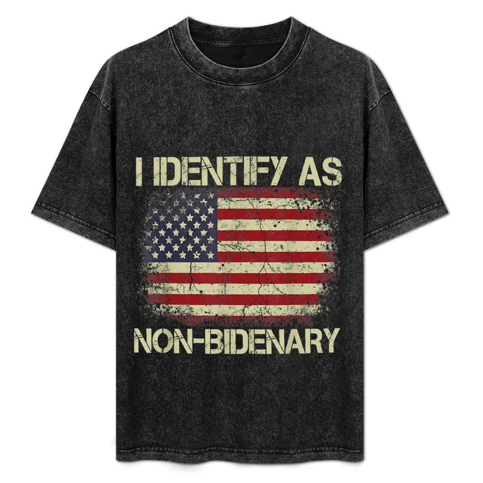 

Vintage Grunge American Flag I Identify As Non-Bidenary T-Shirt Plus Size Loose Fit T-Shirt