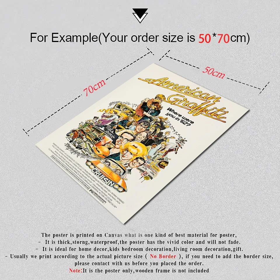 الكتابة على الجدران الأمريكية خمر الفيلم المشارك بواسطة مورت Drucker 1973 جدار ديكور قماش الفن شريط المنزل اللوحة هدية