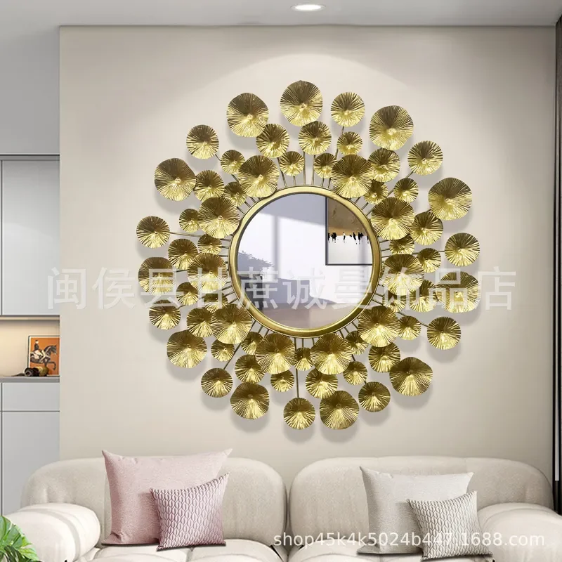 European Style Gold Metal Wall Decor Mirror for Living Room Background Wall Art Decoration Modern Luxury Home Interior Design