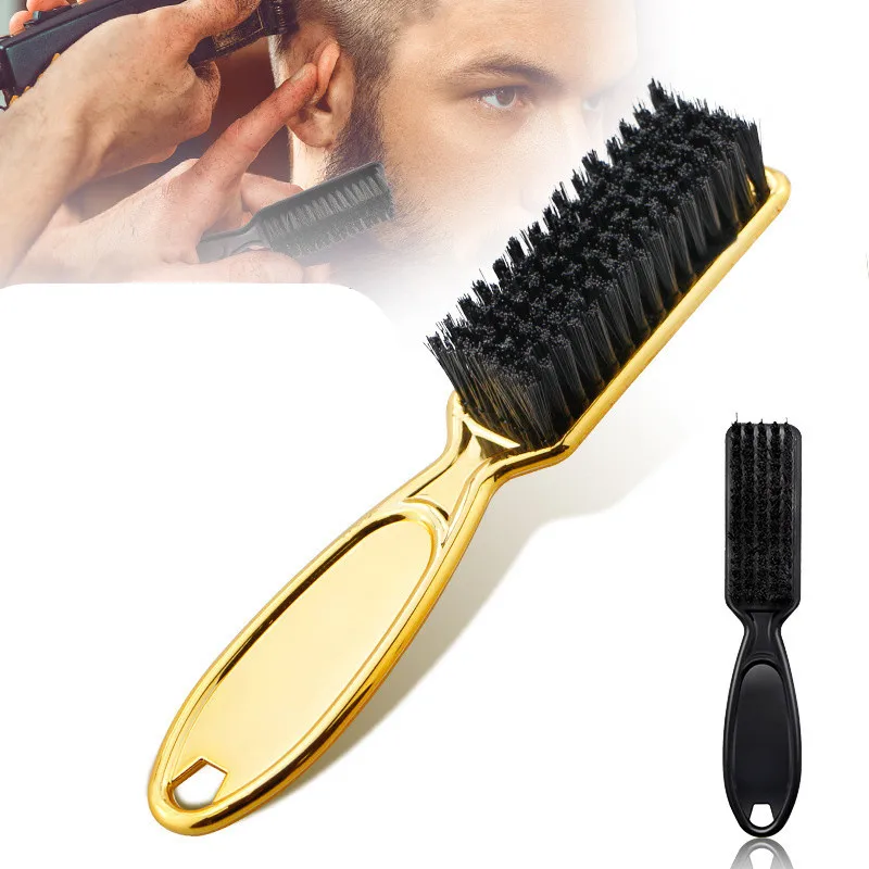 1PC Retro Gold Kunststoff Griff Friseur Weiche Haar Reinigung Pinsel Barber Neck Duster Gebrochenes Haar Entfernen Kamm Haar kamm Pinsel