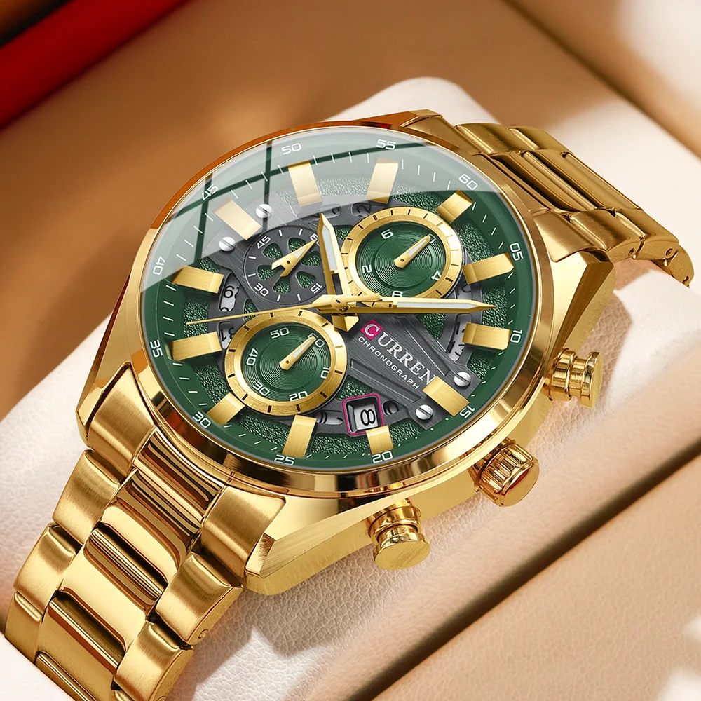 CURREN Tough Men's Watch Business Style Stainless Steel Watch Waterproof Design Date Display Accurate Timer Excellent Gifts
