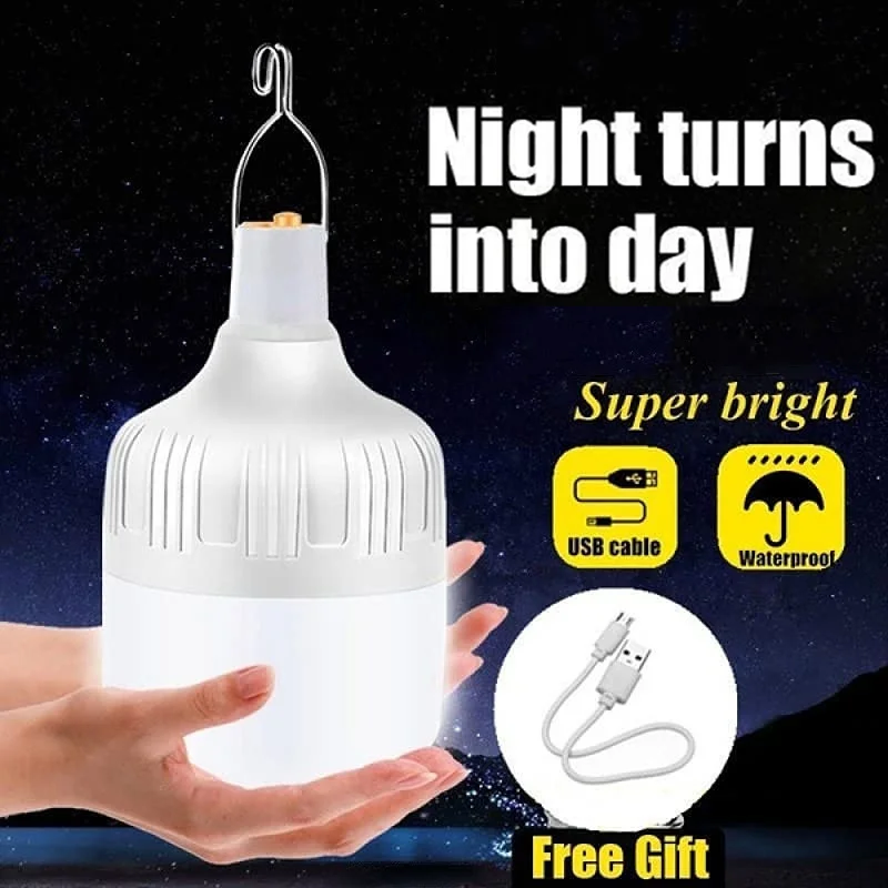 Camping Light USB Rechargeable LED Bulb 3 Modes Hanging Tent Light Portable Emergency Bulb for Garden Outdoor Fishing Camping