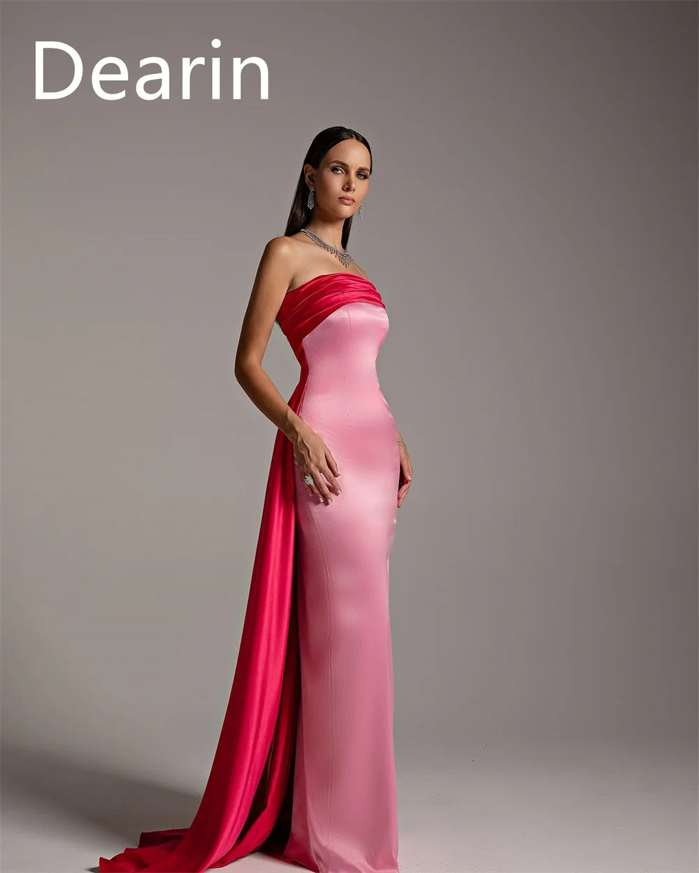 Customized Prom Dress Dearin Strapless Column Floor Length Skirts Sleeveless Bespoke Occasion Dresses Evening Formal Gown Saudi image 2