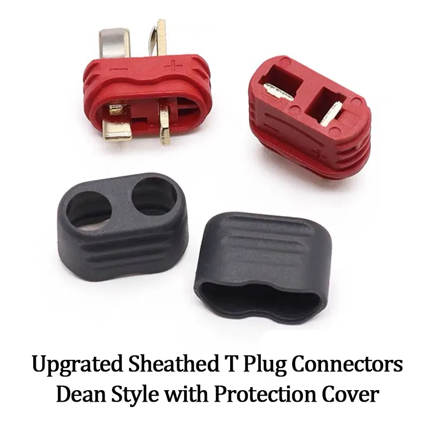 2-5 Pairs Upgrated Sheathed T Plug Connectors Dean Style with Protection Cover for RC Battery ESC Motor Controller