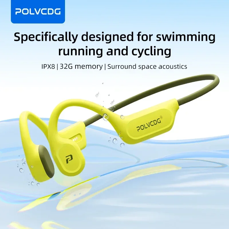 POLVCDG X9 Bone Conduction Swimming Earphones 32G IPX8 Waterproof Open Swimming Running Bicycle Earphones Ear Hanging Earphones