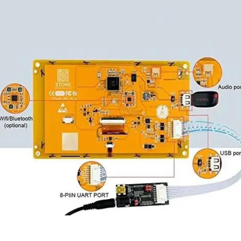 STONE 7 inch Touch Monitor Embedded/ Open Frame LCD Module with Serial Interface for Industrial Control
