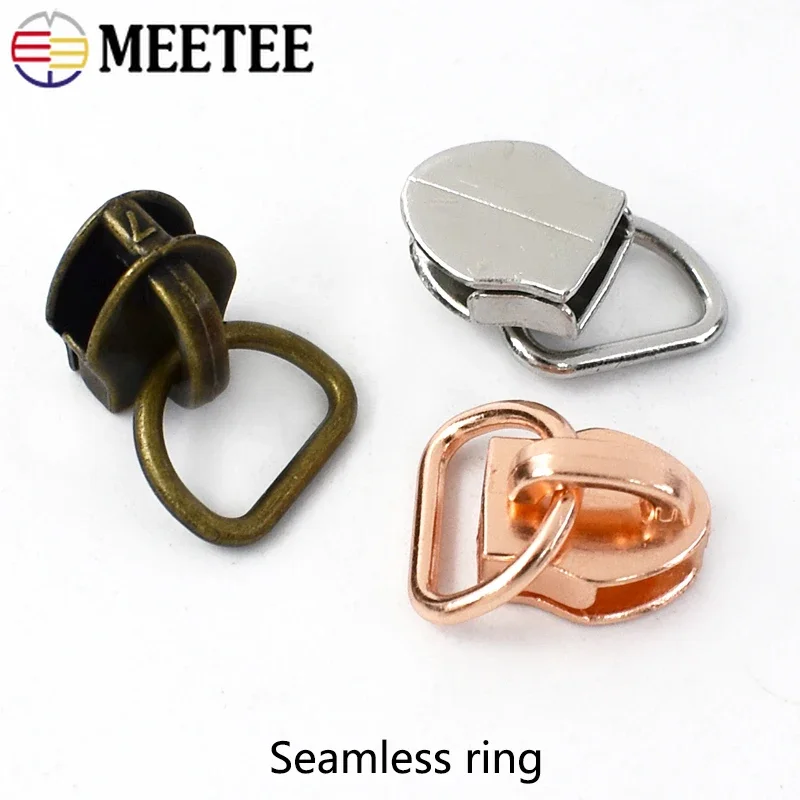 20-200Pcs Meetee 5# Zipper Head Pulls for Nylon Zip Tapes Zippers Sliders Seiwng Bag Repair Kit Replacement DIY Accessories