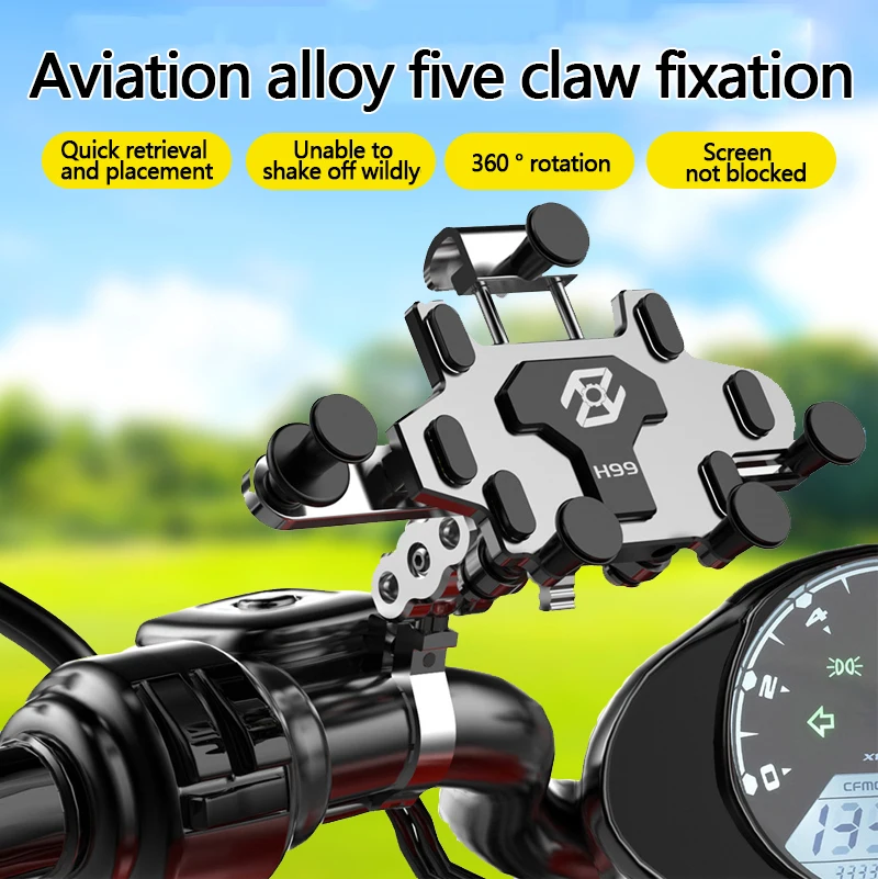 

Открытый держатель мобильного телефона для мотоцикла из алюминиевого сплава с защитой от сотрясений 360° ° +180 ° Вращающийся держатель для телефона на велосипеде, мотоцикле