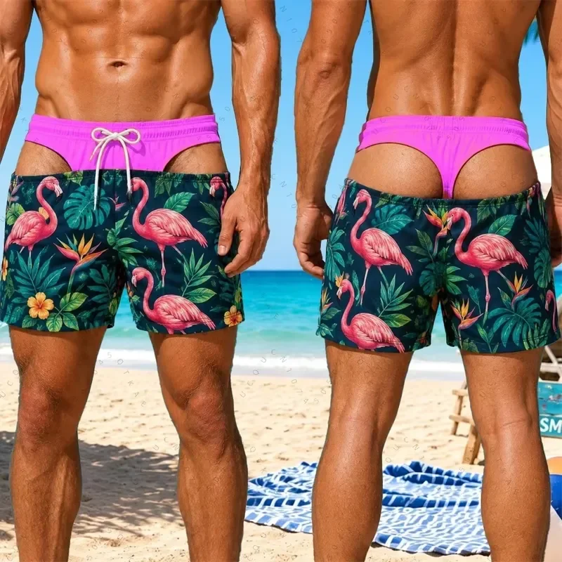 Casual Cool Shorts 2026 Men 3D Print Funny Butt Prank Swim Trunks Floral Hawaii Style Quick Dry Hiking Beach Shorts Summer