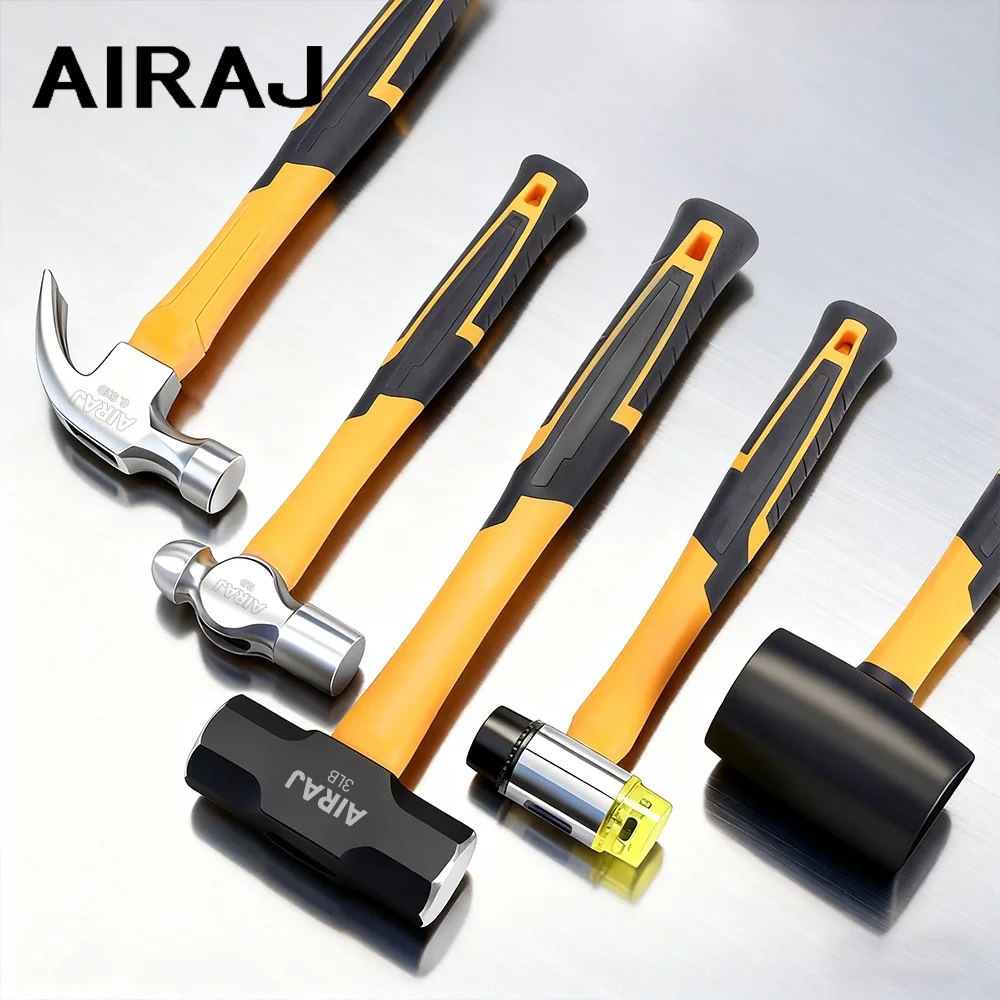 AIRAJ octagonal Hammer Set,Rubber Mallet,Claw Hammer With Shock Reduction Grip Fit for Indoor and Outdoor Furniture Decoration
