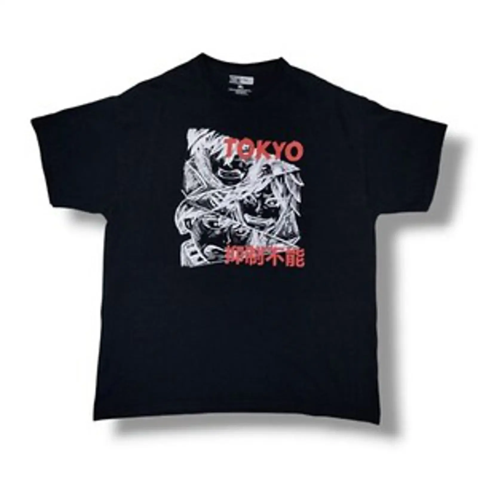 Thirty Single Tokyo Anime Look Print Crew Neck Black T Shirt Men s XL vintage Washed homme Unisex Slightly Versatile Breathable