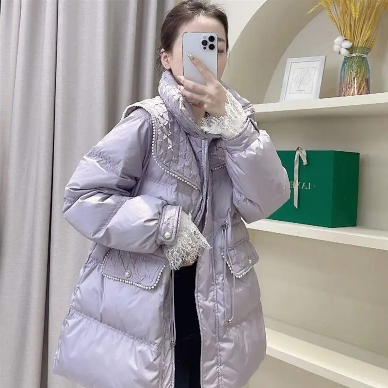 コート ダウンジャケット ミディアム＆ロング 人気 ウエスト 新作 ダックダウン 冬 ニッチ ライト 上質な職人技 レディース服