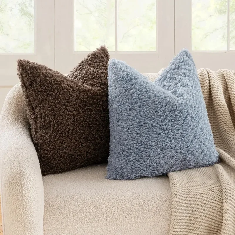 Plush Pillowcase Thick Soft Solid Color Minimalist Nordic Pillowslip Versatile Breathable Comfortable Machine Washable No Core