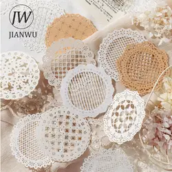 JIANWU 10 Sheets The Shining Light Series Vintage Hollow Lace Decor Material Paper Creative DIY Junk Journal Collage Stationery